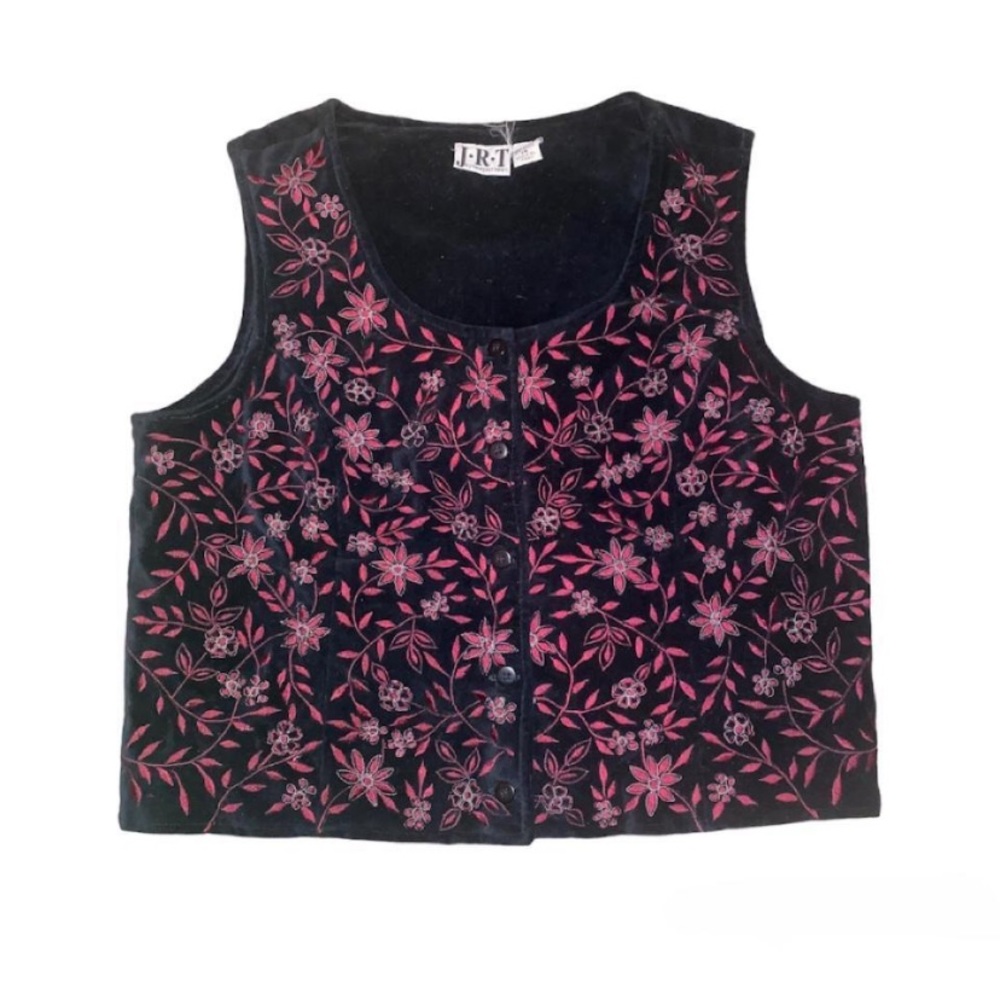 black velour button up vest